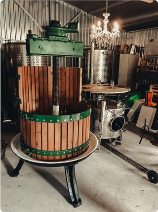 Wine pressing equipment in winery