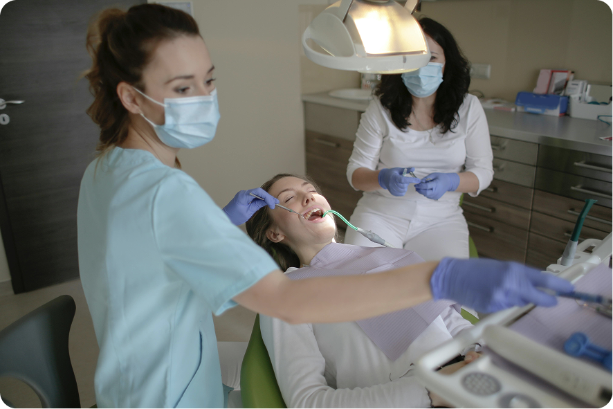 Dental office treating a patient