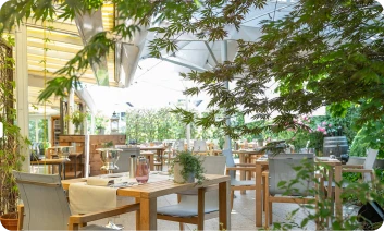 Outdoor restaurant area at the hotel